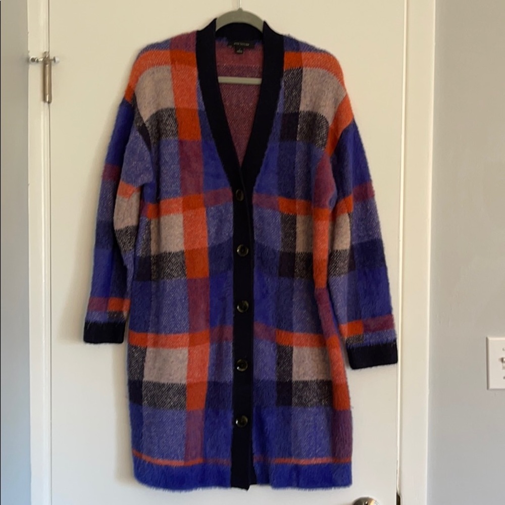 Long plaid cardigan